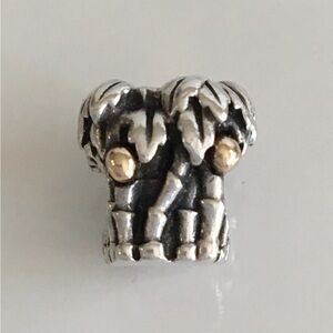Retired Pandora sterling silver and 14K gold palm tree charm,  790521